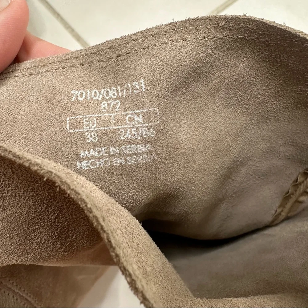 Zara 7.5 M/EU 38-Brown Suede Side Zip Heels Tall Boots